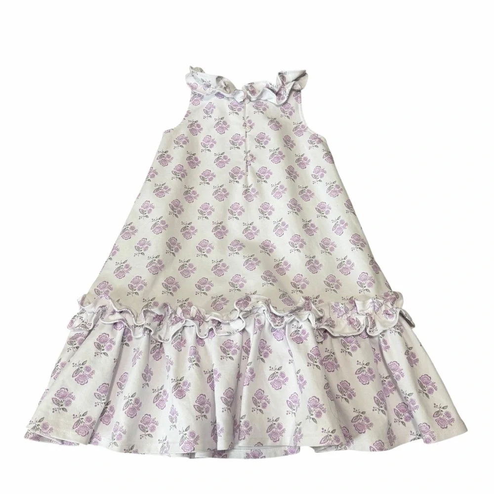 Janie and Jack Girls Floral Tiered Sleeveless Ruffle Dress | Purple | Size 8